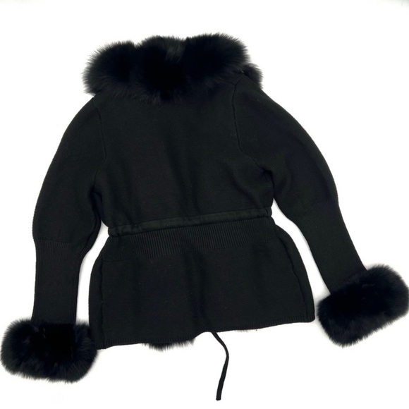 Real fox fur cardigan genuine fur collar trench coat parka jacket wool cape blaz - Picture 12 of 12